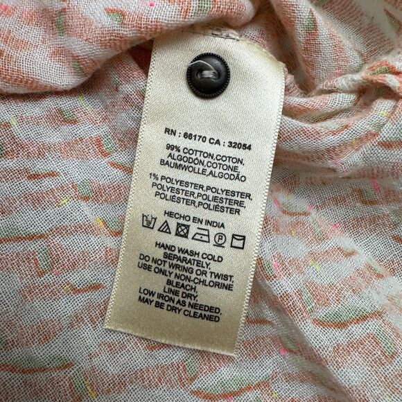 Maeve Anthropologie Textured Striped Tunic Blouse Womens Medium Orange V-Neck - Picture 7 of 13